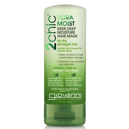 GIOVANNI Ultra-Moist Deep, Deep Moisture Hair Mask - Avocado &amp; Olive Oil, Creamy Hydration Formula, Enriched with Aloe Vera, Shea Butter, Botanical Extracts, No Parabens, Color Safe - 5 oz