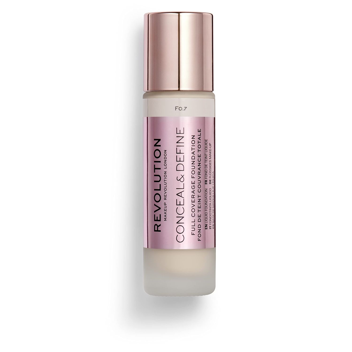 Revolution Beauty, Conceal &amp; Define Foundation, Full Coverage, Long-Lasting Matte Finish, Vegan &amp; Cruelty Free, F1 Fair Skin Tones, 0.8 Fl. Oz.
