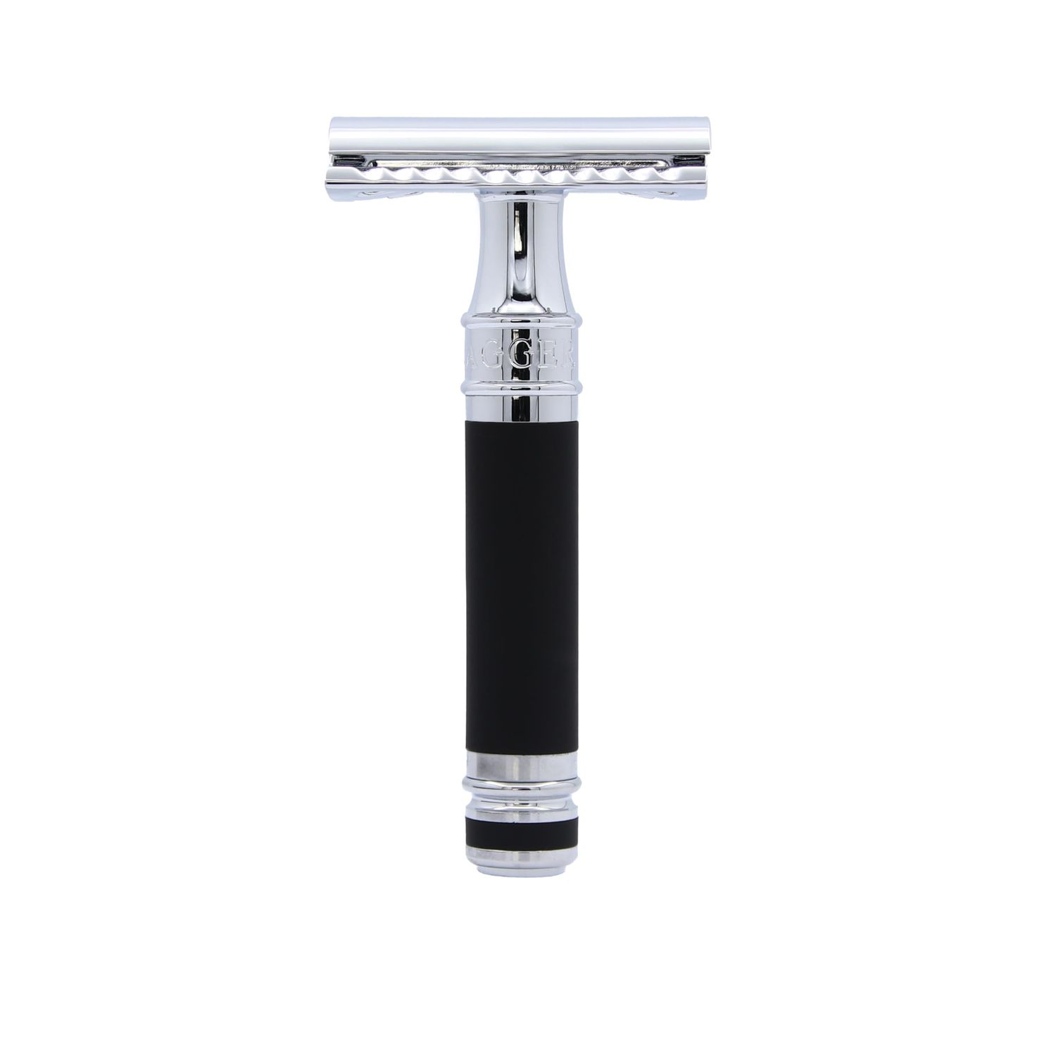 Edwin Jagger DES86RCBLAMZ Short Handled Classic Double Edge Manual Eco-Friendly and Reusable Safety Razor for Men and Women for Shaving Cream or Soap Fits All DE Razor Blades (Black Rubber Coated)