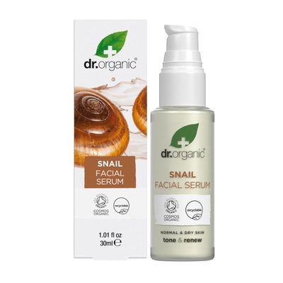 Dr. Organic Snail Gel Facial Serum | Hydrates and Restores Skin, Reduces Fine Lines, Natural, Certified Organic, Paraben &amp; SLS-Free, 30 mL / 1 fl oz