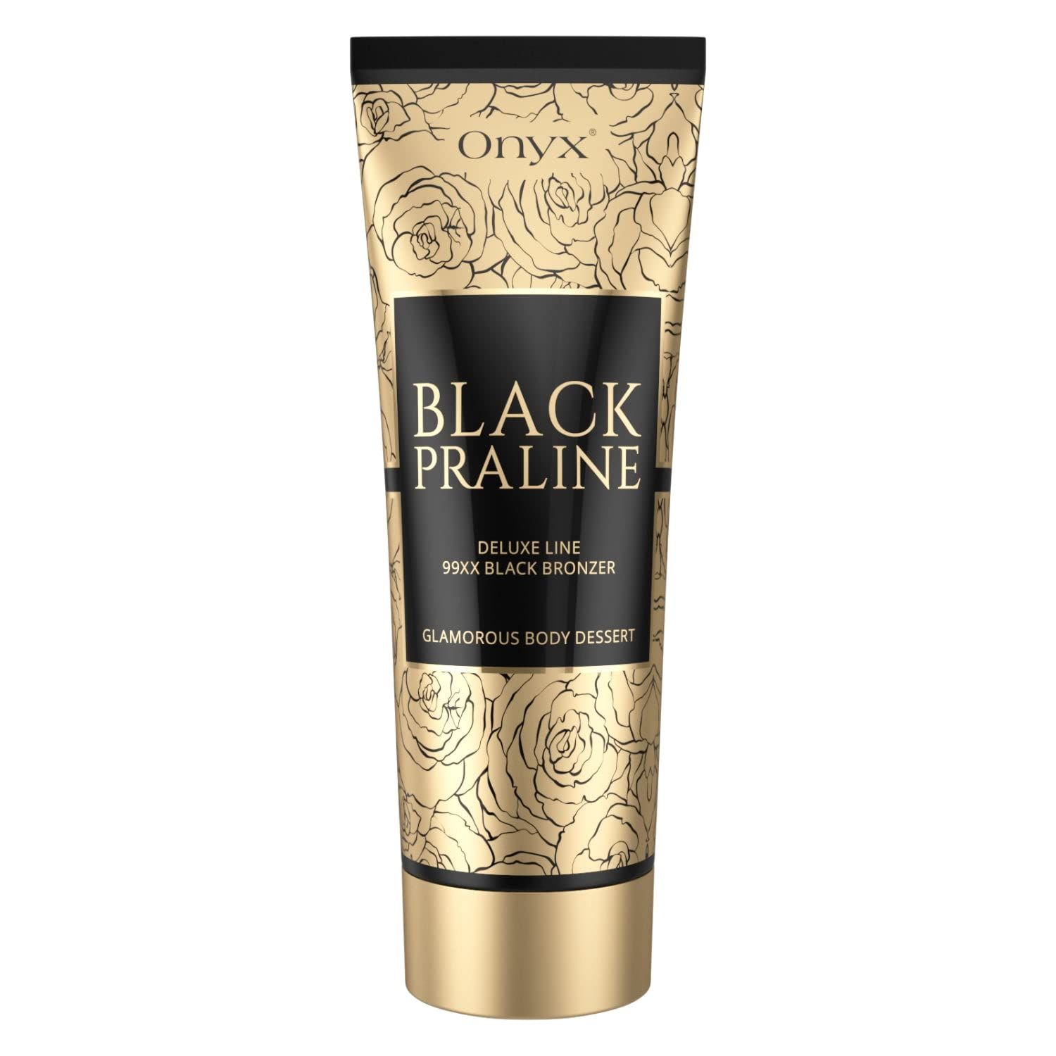 Onyx Black Praline Double Dark Chocolate Tanning Lotion - Advanced Black Bronzer &amp; Sunless Self Tanner Lotion - Instant Dark Results - Deluxe Line - Anti-Orange &amp; Anti-Aging Body Tanning Lotion