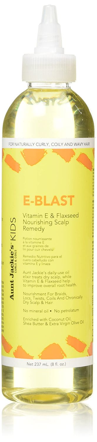 Aunt Jackie&#39;s Kids E-Blast Daily Oil for Dry Scalp, Vitamin E and Flaxseed Nourishing Scalp Remedy for Naturally Curly, Coily and Wavy Hair, 8 oz