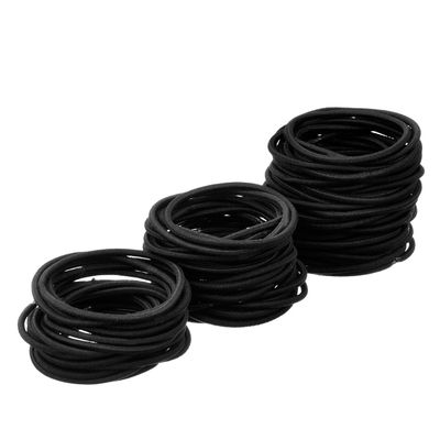 eBoot 100 Pieces Hair Elastics Hair Ties Ponytail Holders for Thick and Curly Hair Bands Bulk for Women or Men (3 mm, Black)