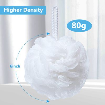 VANZAVANZU Bath Loofah Large 80g Shower Sponge Body Scrubber Mesh Pouf for Men and Women, Set of 4 (White)