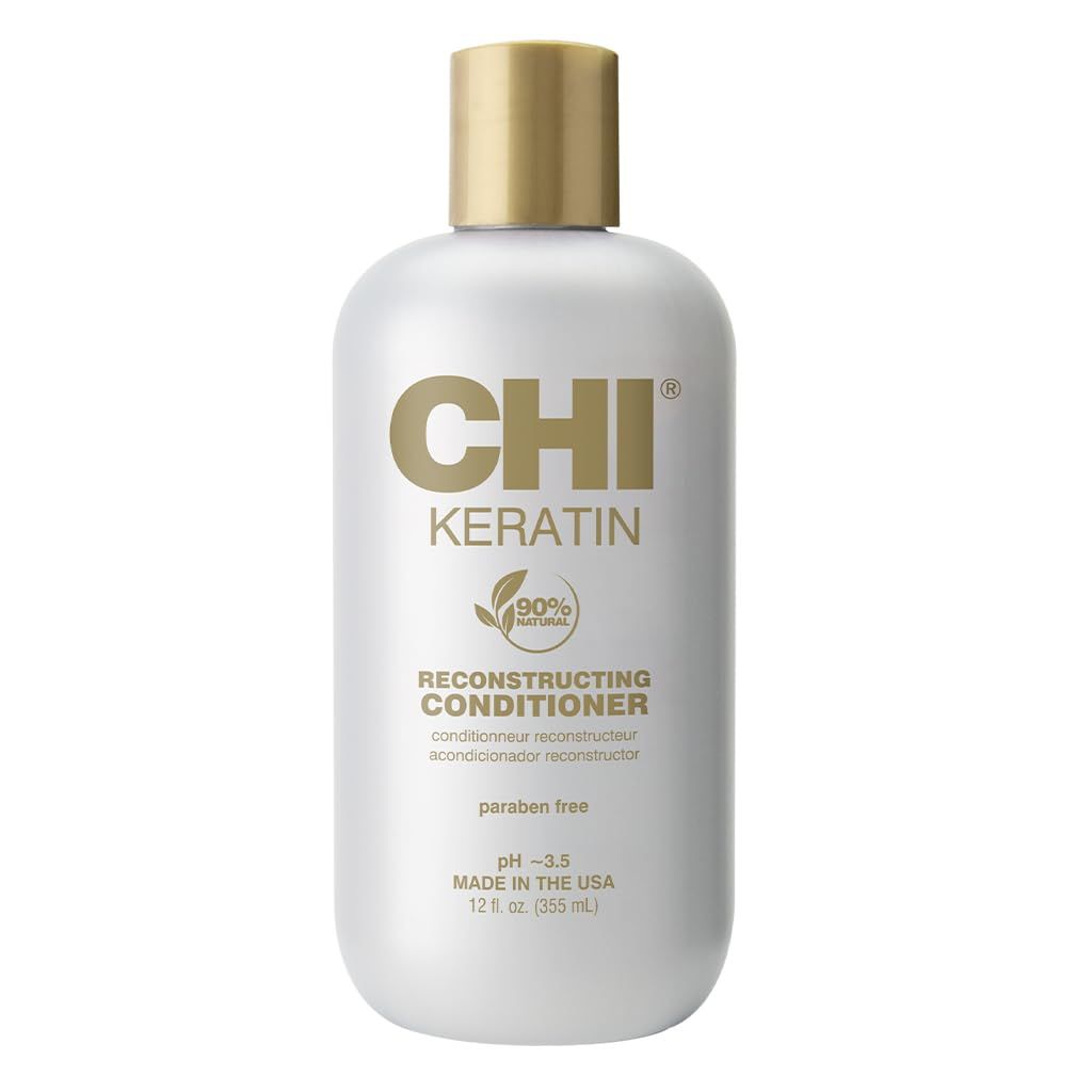 CHI Keratin Reconstructing Conditioner, Delivers Healthier Hair, Adds Shine &amp; Helps Prevent Future Breakage, Sulfate, Paraben, &amp; Cruelty-Free, 12 Oz
