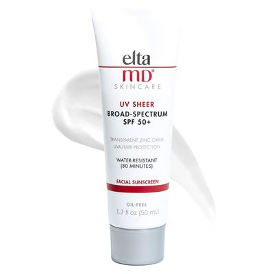 EltaMD UV Sheer Face Sunscreen SPF 50+ No White Cast, Sheer Zinc Oxide Sunscreen for Face &amp; Body, 1.7 oz Tube - Travel Size