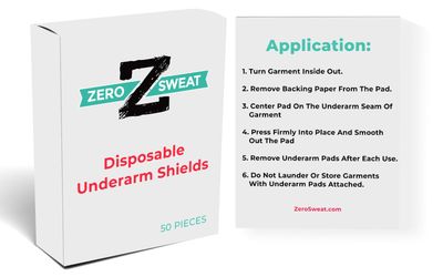 ZeroSweat Underarm Sweat Pads | Block Sweat w/Natural Disposable Absorbent Pads (50 Pads)