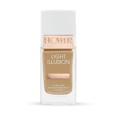 Flower Beauty Light Illusion Foundation with SPF 18 - Liquid Foundation Makeup with Buildable Coverage &amp; Breathable/Lightweight Formula - Natural Complexion(Classic Tan)