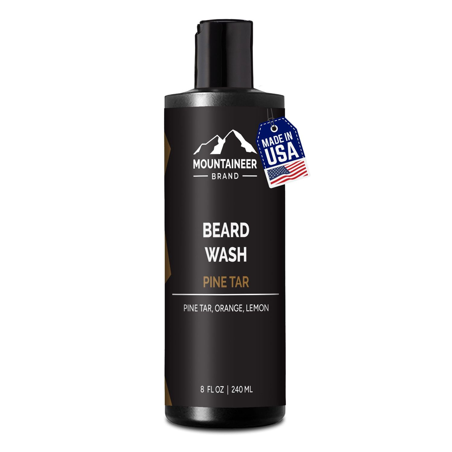 Mountaineer Brand Beard Wash For Men | 100% Natural Beard Shampoo | Thick Cleaning Softening Lather for Hair and Skin | Hydrate and Detangle | Grooming Treatment | WV Pine Tar Scent 8oz