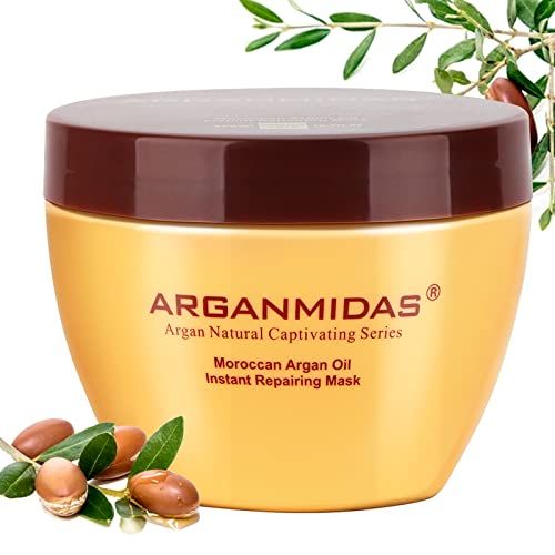 ARGANMIDAS Hydrating Argan Oil Instant Repairing Hair Mask, Deep Conditioner Hair Treatment for Dry Damaged, Curly, Dye, Split End and Bleached Hair,10.2 Fl Oz