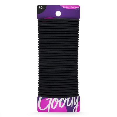 Goody Hair Women&#39;s Braided Hair Elastics Black 4mm for Medium Hair, 32 Count (Pack of 1)
