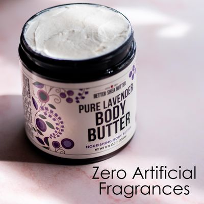 Lavender Body Butter with Shea Butter, Jojoba Oil &amp; Lavender Essential Oil - Natural Lotion for Women, Non-Greasy Moisturizer for Dry Skin, Whipped Body Cream with Lavender Oil for Skin