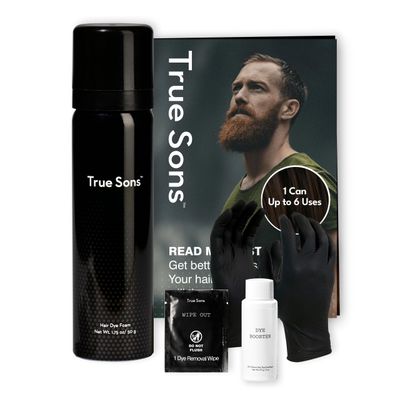 True Sons Hair Dye Foam for Men - Natural Look - Effortless, Multi-Use Dye Kit with Instant Color Booster Applicator, Ammonia-Free Formula For Sensitive Skin, Simpler Hair and Beard Dye (Dark Brown)
