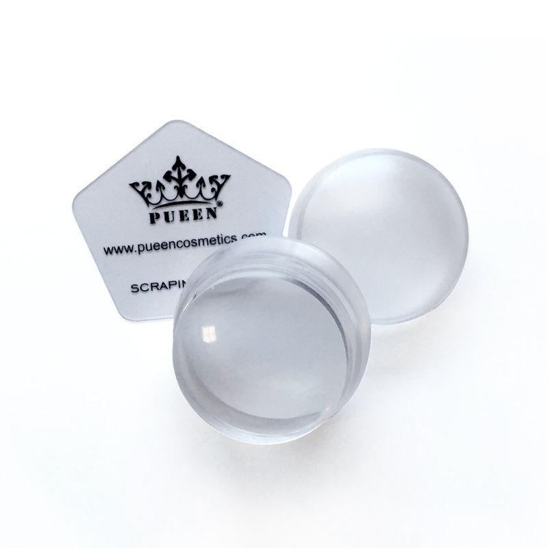 PUEEN 3.5cm Upgraded HD Chunky Clear Transparent Soft Stamper and Scraper Set - Nail Art - Stamping Tools - Clear - BH000706