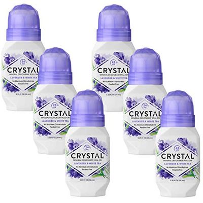 Crystal Mineral Deodorant Roll-On, Lavender &amp; White Tea 2.25 oz (Pack of 6)