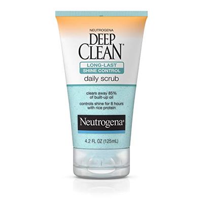 Neutrogena Deep Clean Long-Last Shine Control Daily Exfoliating Facial Scrub with Rice Protein to Combat Oil and Control Shine, Oil-Free, 4.2 fl. oz