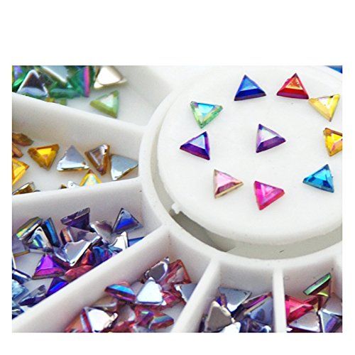 KADS AB 1.5 * 3MM Triangle Colorful Rhinestones 600 Piece 17 Color Nail Art Manicure Wheels Valentine's Day Nail Decoration