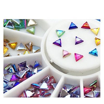 KADS AB 1.5 * 3MM Triangle Colorful Rhinestones 600 Piece 17 Color Nail Art Manicure Wheels Valentine's Day Nail Decoration