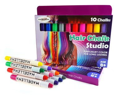 Madellena Hair Chalk - Temporary Hair Color for Girls, Ideal Gifts for Kids and Hair Accessories