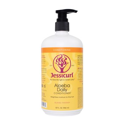 Jessicurl, Aloeba Daily Conditioner for Curly Hair, Island Fantasy, 32 Fl oz. Leave in Conditioner and Hair Detangler for Fine Hair