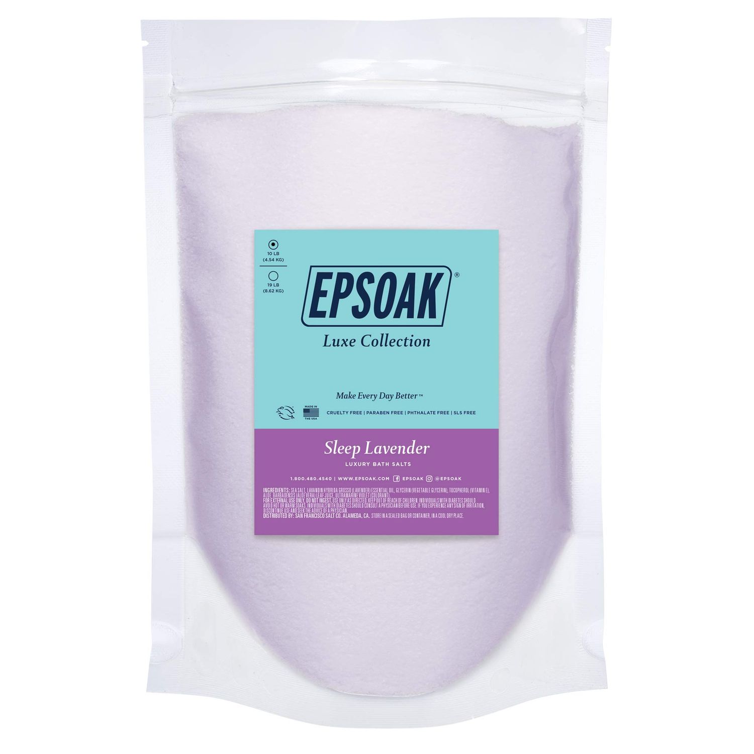Sleep Lavender Bath Salts 10 lb. Bulk Bag by San Francisco Salt Company