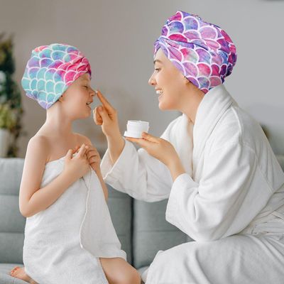 MADHOLLY Microfiber Hair Towel for Kids Gifts - Soft Super Absorbent Rapid Drying Hair Towel Wrap Turban for Girls Women with Button, Anti-Frizz for Thicker Curly Long Hair, 3Pack