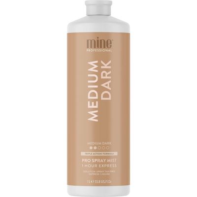 MineTan Spray Tan Solution | Medium Dark Sunless Tanning Solution for Subtle Bronzed, Glowing Finish, Fast-Drying, Hydrating &amp; Tropical Coconut Scent, Salon Professional Formula, Vegan, 33.8 Fl Oz