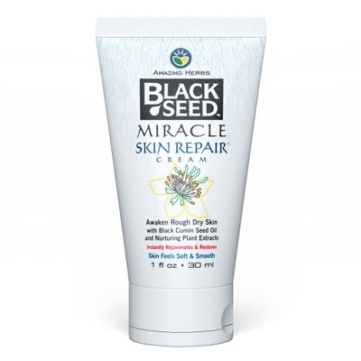 Amazing Herbs Black Seed Miracle Skin Repair Cream - Non-Allergenic Formula, Black Cumin Seed Oil, Vitamin E, &amp; other Essential Oils, Supports Collagen &amp; Elastin Production - 1 Fl Oz