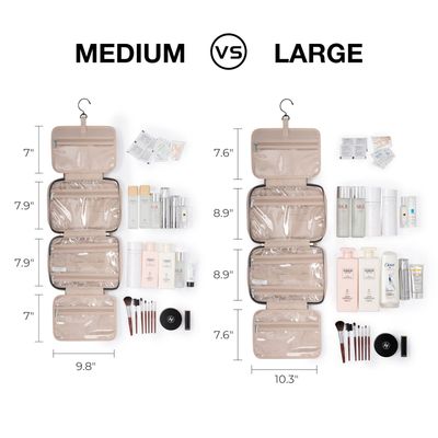 BAGSMART Large Toiletry Bag Travel Bag with Hanging Hook, Water-resistant Makeup Cosmetic Bag Travel Organizer for Accessories, Shampoo, Full Sized Container, Toiletries