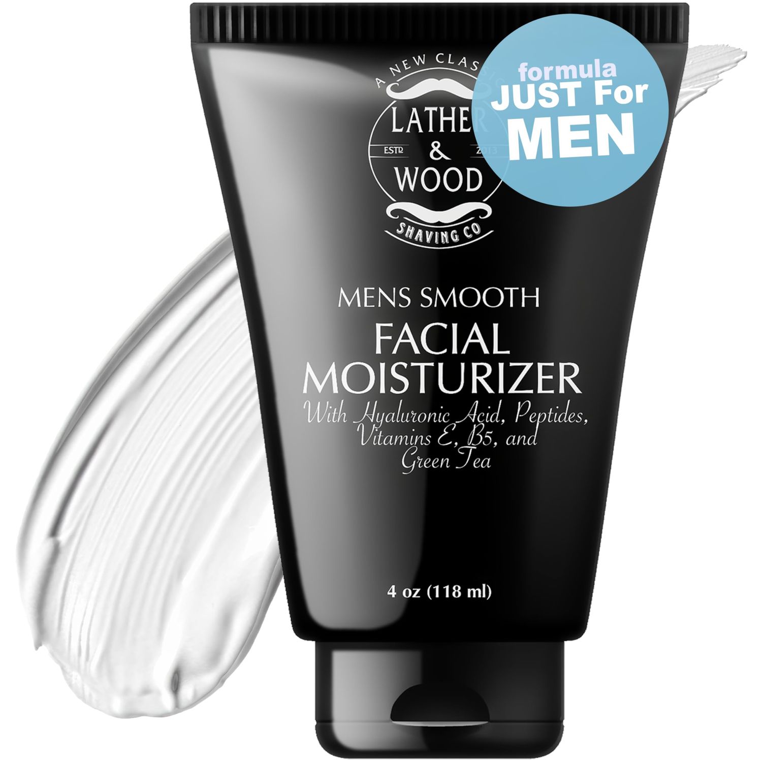 Face Moisturizer for Men - Lather &amp; Wood&#39;s Luxurious Sophisticated Face Lotion for Men, for the Mans Man. Fragrance-Free Facial Cream for Men. (Unscented, 4 ounce)