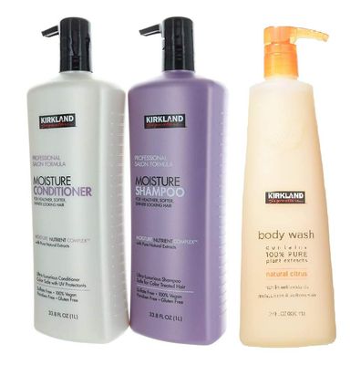 Kirkland Signature Professional Salon Formula Bundle - Shampoo (33.8 fl oz), Conditioner (33.8 fl oz), and 2 Body Washes (27 fl oz each)