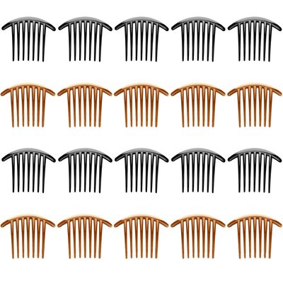 20 Pieces 7 Tooth French Style Twist Comb Plastic Hair Side Combs Hair Accessory for Women (Black and Brown)