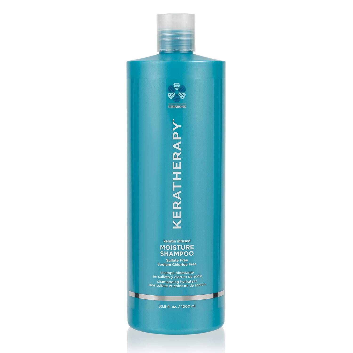KERATHERAPY Keratin Infused Moisture Shampoo, 33.8 fl. oz., 1000 ml - Anti Frizz Moisture Shampoo for Oily Scalp and Dry Ends - Kerabond Technology, Aloe Vera, &amp; Willow Bark - Sulfate &amp; Paraben Free