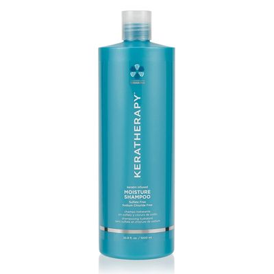 KERATHERAPY Keratin Infused Moisture Shampoo, 33.8 fl. oz., 1000 ml - Anti Frizz Moisture Shampoo for Oily Scalp and Dry Ends - Kerabond Technology, Aloe Vera, &amp; Willow Bark - Sulfate &amp; Paraben Free