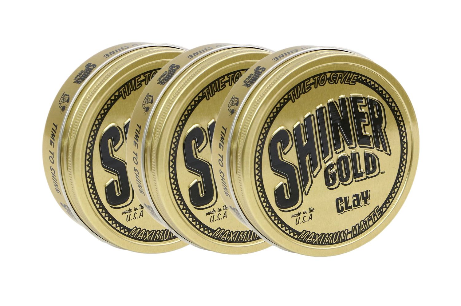 Shiner Gold Matte Clay Pomade | Strong Hold | Matte Finish | Water Based | Coconut Scent, 3.5oz Pack of 3