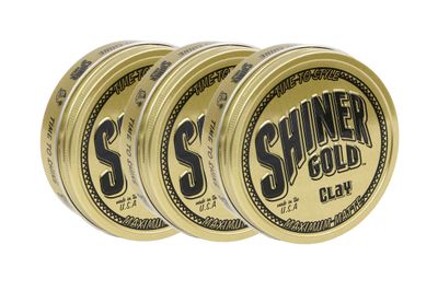 Shiner Gold Matte Clay Pomade | Strong Hold | Matte Finish | Water Based | Coconut Scent, 3.5oz Pack of 3