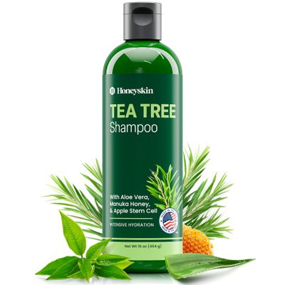 Organic Tea Tree &amp; Mint Shampoo - Hydrating for Damaged, Itchy, Flaky Hair and Dandruff - Sulfate-Free