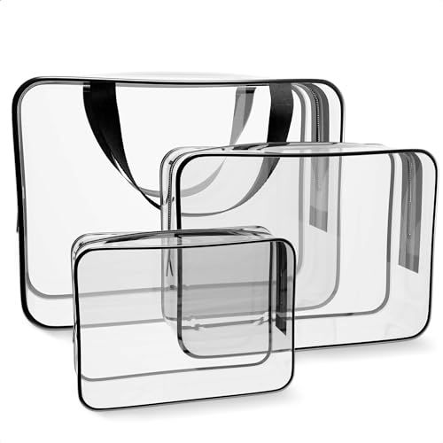 3Pcs Clear Toiletry Bag for Women - Clear Travel Bags for Toiletries Bag Clear Zipper Pouches for Travel Toiletry Bag Tsa Approved Toiletry Bag - Clear Toiletry Bags for Traveling Clear Makeup Bag