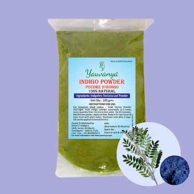 Yauvanya Pure Indigo Powder - Indigofera Tinctoria (100% natural, chemical free, ammonia free) Hair Color for hair - 300 Gms (3 packets of 100 Gms each)