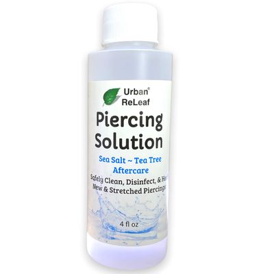 Urban ReLeaf Piercing Solution ! Soothing Sea Salts &amp; Tea Tree AFTERCARE 4 oz, Ready to use. Safely Clean and Calm New &amp; Stretched Piercings. Gentle Effective Natural &amp; Proven. Works Fast