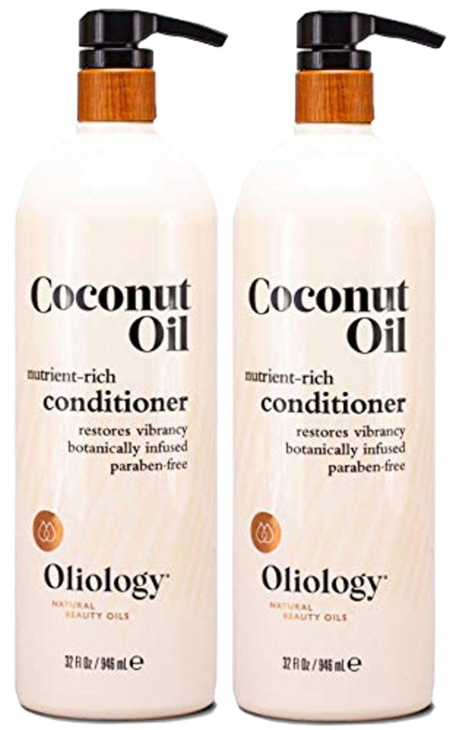 Oliology Coconut Oil Conditioner - Natural Coconut Oil Conditioner Helps Restore Damaged, Lifeless Hair | Provides Intense Shine | Restores Lost Moisture | Made in USA &amp; Paraben Free (32 oz/2 Pack)