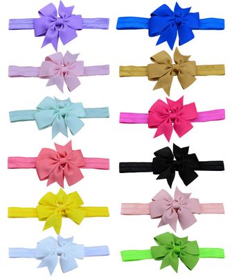 Stretchy Headwear Headband Grosgrain Ribbon Flower Shape Hair Bows Accessories for Baby and Newborn Girls (2)