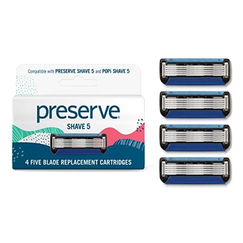 Preserve Five Blade Replacement Cartridges for Shave 5 Recycled Razor, 4 Count