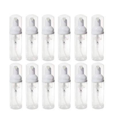 12 Pcs Empty Bottle Travel Soap Bottle | Plastic Foam Dispenser Bottle | Mini Foaming Soap Pump Dispenser for Cleaning, Travel, Cosmetics Packaging (2 oz)