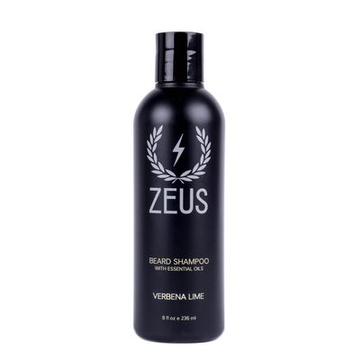 ZEUS Beard Shampoo - Cleansing &amp; Moisturizing with Green Tea &amp; Natural Ingredients to Soften, 8 oz (Made in USA) Verbena Lime