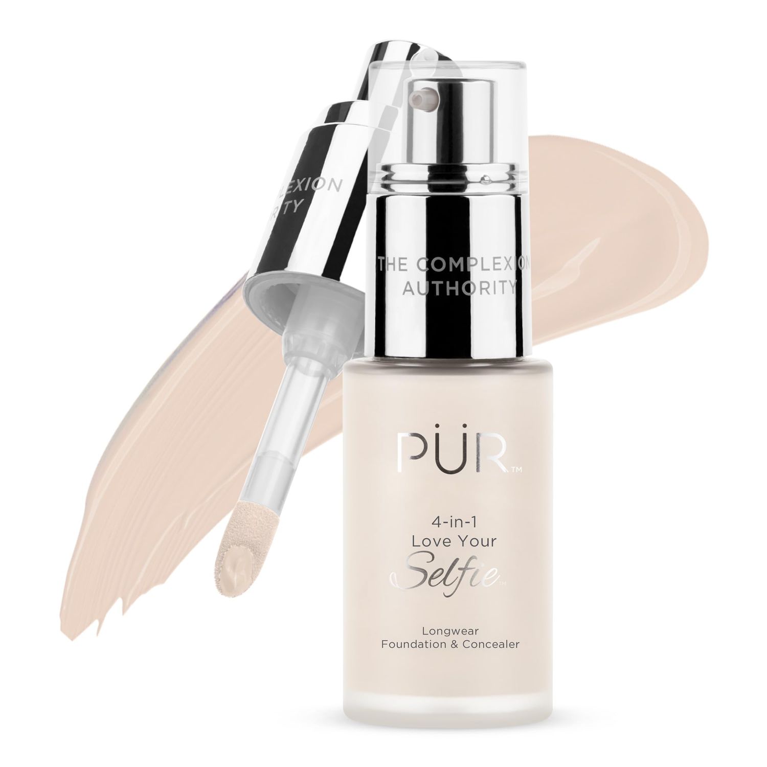 PUR Beauty 4-in-1 Love Your Selfie Foundation &amp; Concealer - Longwear Full Coverage Liquid Makeup Foundation with Hydrating Blend for Refined-Looking, Natural Beauty Glow, Skin Texture &amp; Tone