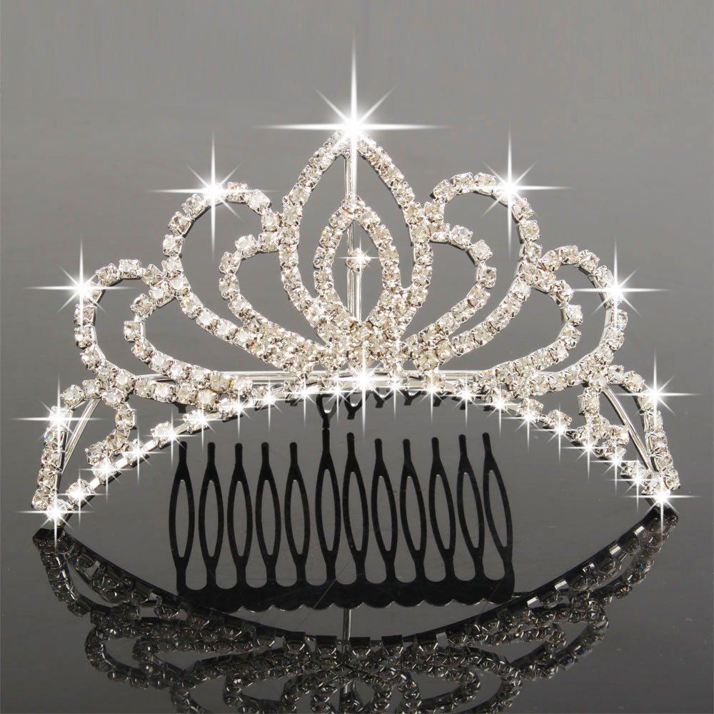Bseash Mini 4.4&quot; Silver Crystal Tiara Crown Headband Princess Elegant Crown with combs pin for Women Girls Bridal Wedding Prom Birthday Party