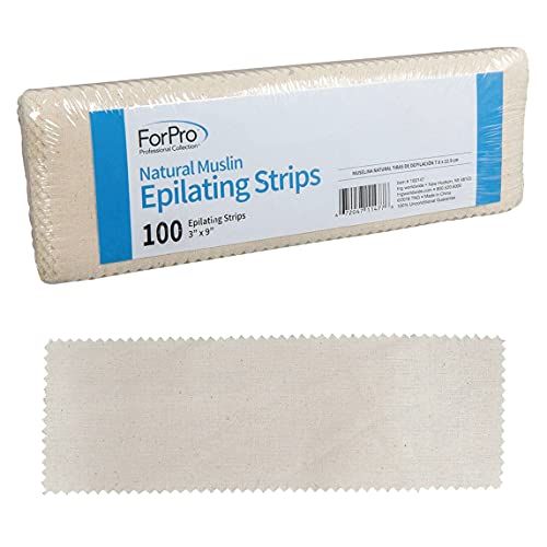 ForPro Natural Muslin Epilating Strips, Tear-Resistant, Pre-Cut Strips for Hair Removal, 3 W x 9 L, 100-Count