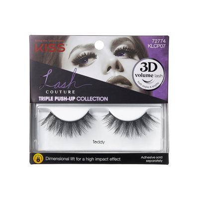 KISS Lash Couture Triple Push Up Collection, 3D Volume False Eyelashes with Triple Design Technology, Multi-Angles &amp; Lengths, Cruelty-Free, Contact Lens Friendly, and Reusable, Style Teddy, 1 Pair