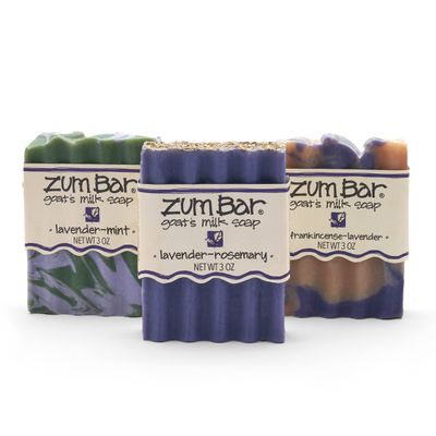 Zum Bar Goat&#39;s Milk Soap - Lavender Blends - Frankincense-Lavender, Lavender-Rosemary, Lavender-Mint - 3 oz (3 Pack)